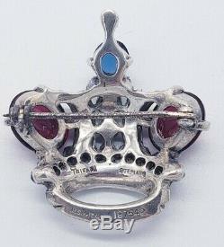Vintage 1940s TRIFARI Alfred Philippe Sterling Silver Regal Crown Figural Brooch