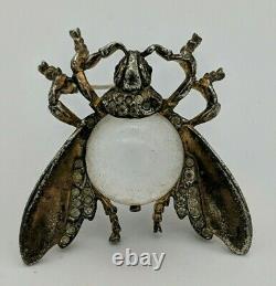 Vintage 1940s TRIFARI STERLING Alfred Philippe Jelly Belly Fly Brooch Pin