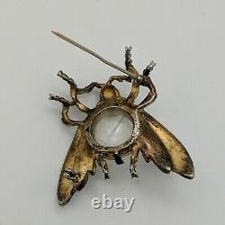 Vintage 1940s TRIFARI STERLING Alfred Philippe Jelly Belly Fly Brooch Pin