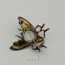 Vintage 1940s TRIFARI STERLING Alfred Philippe Jelly Belly Fly Brooch Pin