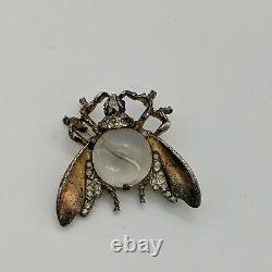 Vintage 1940s TRIFARI STERLING Alfred Philippe Jelly Belly Fly Brooch Pin