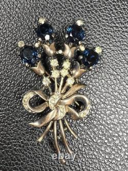 Vintage 1940s Trifari Alfred Philippe Sterling Silver Floral Bouquet Brooch
