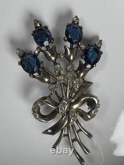 Vintage 1940s Trifari Alfred Philippe Sterling Silver Floral Bouquet Brooch