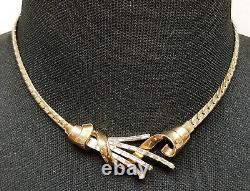 Vintage 1949 Crown Trifari Alfred Philippe Rhinestone Baguette Necklace BK PC