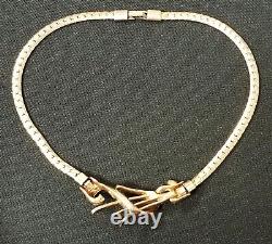 Vintage 1949 Crown Trifari Alfred Philippe Rhinestone Baguette Necklace BK PC