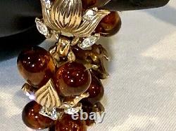 Vintage 1950-55 CROWN TRIFARI Alfred Philippe Glass Berry Cluster Bracelet Fix