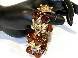 Vintage 1950-55 CROWN TRIFARI Alfred Philippe Glass Berry Cluster Bracelet WOW