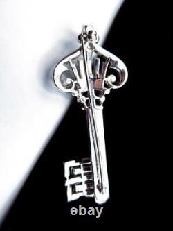 Vintage 1950 Trifari A. Philippe Patented Rhodium-Plated Rhinestone Key Brooch