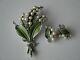 Vintage 1950 Trifari Alfred Philippe Lily of the Valley Brooch & Earrings