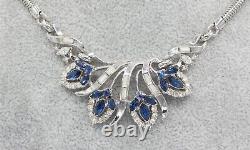 Vintage 1950's Alfred Philippe Trifiari Rhodium Blue RS Necklace Earring Set