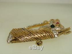 Vintage 1950's Crown Trifari Alfred Philippe Gold Tone Rhinestone Horsehead Pin