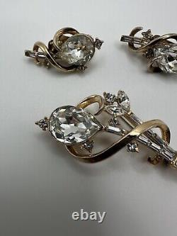 Vintage 1951 Trifari Alfred Philippe Gems Of India Brooch Earring Set Excellent
