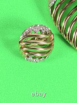 Vintage 1953 Alfred Philippe Crown Trifari Gold Tone Rhinestone Heart Brooch
