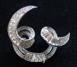 Vintage 1960 Crown Trifari Pin Brooch Rhinestone Swirl Alfred Philippe