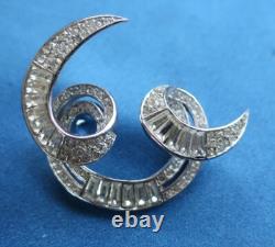Vintage 1960 Crown Trifari Pin Brooch Rhinestone Swirl Alfred Philippe