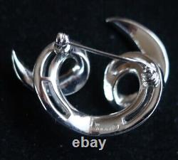 Vintage 1960 Crown Trifari Pin Brooch Rhinestone Swirl Alfred Philippe