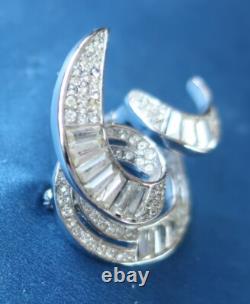 Vintage 1960 Crown Trifari Pin Brooch Rhinestone Swirl Alfred Philippe