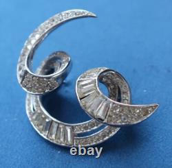 Vintage 1960 Crown Trifari Pin Brooch Rhinestone Swirl Alfred Philippe