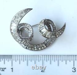 Vintage 1960 Crown Trifari Pin Brooch Rhinestone Swirl Alfred Philippe