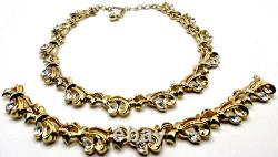 Vintage 50's ALFRED PHILIPPE Crown TRIFARI Rhinestone Ribbon & Bows Necklace Set