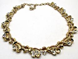 Vintage 50's ALFRED PHILIPPE Crown TRIFARI Rhinestone Ribbon & Bows Necklace Set