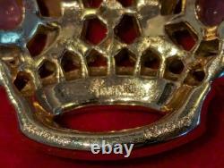 Vintage 925 Trifari Crown Moonstone Cabs Rhinestones Alfred Philippe Brooch Pin