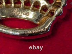 Vintage 925 Trifari Crown Moonstone Cabs Rhinestones Alfred Philippe Brooch Pin