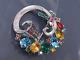 Vintage ALFRED PHILIPPE Crown Trifari Silver tone Multicolor Brooch