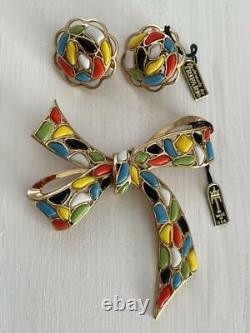 Vintage ALFRED PHILIPPE TRIFARI Brooch 3.1 inch earring 1 inch set unused