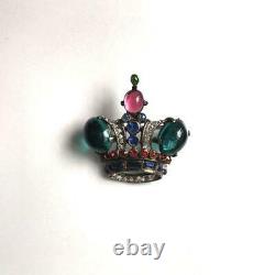 Vintage ALFRED PHILIPPE TRIFARI Crown brooch clear rhinestones