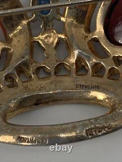 Vintage ALFRED PHILIPPE TRIFARI STERLING Moonstone Royal Coronation Crown Brooch