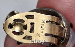 Vintage Alfred Philipe Crown Trifari Jelly Belly Moonstone Clip Earrings Signed