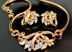 Vintage Alfred Philippe 1940s Trifari Pat. Pend Set Gold Plated Rhinestones