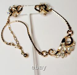 Vintage Alfred Philippe 1940s Trifari Pat. Pend Set Gold Plated Rhinestones