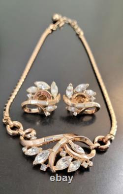 Vintage Alfred Philippe 1940s Trifari Pat. Pend Set Gold Plated Rhinestones