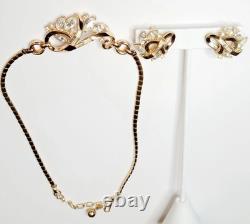 Vintage Alfred Philippe 1940s Trifari Pat. Pend Set Gold Plated Rhinestones