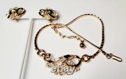 Vintage Alfred Philippe 1940s Trifari Pat. Pend Set Gold Plated Rhinestones