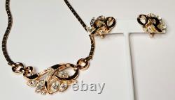 Vintage Alfred Philippe 1940s Trifari Pat. Pend Set Gold Plated Rhinestones