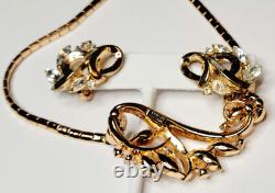 Vintage Alfred Philippe 1940s Trifari Pat. Pend Set Gold Plated Rhinestones