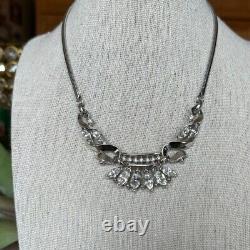 Vintage Alfred Philippe Coronet Crown Wedding Bridal Choker Necklace Silver Tone