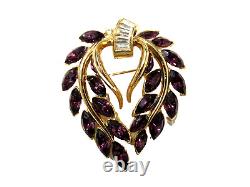 Vintage Alfred Philippe Crown Trifari Amethyst Rhinestone 1940s Flower Brooch