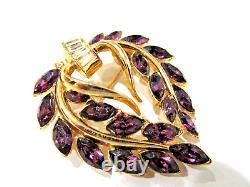 Vintage Alfred Philippe Crown Trifari Amethyst Rhinestone 1940s Flower Brooch
