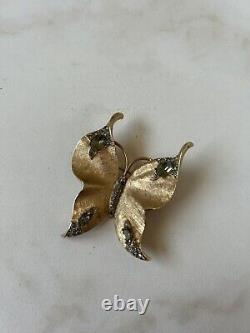 Vintage Alfred Philippe Crown Trifari BUTTERFLY dimensional gold brooch