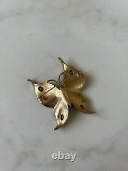Vintage Alfred Philippe Crown Trifari BUTTERFLY dimensional gold brooch