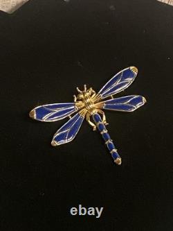 Vintage Alfred Philippe Crown Trifari Blue Enamel Dragonfly Brooch