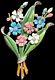 Vintage Alfred Philippe Crown Trifari Enamel Flower Bouquet Fur Clip Pin 1940s