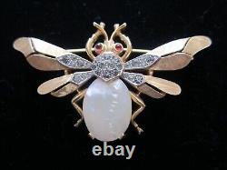 Vintage Alfred Philippe Crown Trifari Fantasia Bee Jelly Belly Pearl Brooch Pin