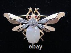 Vintage Alfred Philippe Crown Trifari Fantasia Bee Jelly Belly Pearl Brooch Pin
