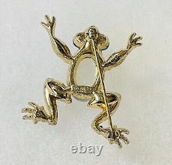 Vintage Alfred Philippe Crown Trifari Frog Jelly Belly Moonstone Brooch