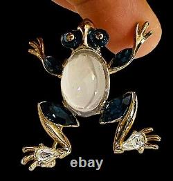 Vintage Alfred Philippe Crown Trifari Frog Jelly Belly Moonstone Brooch